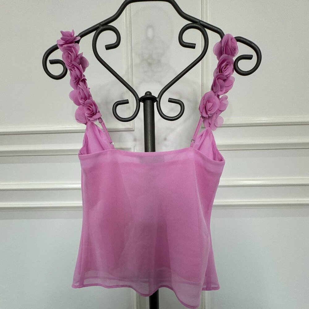 Majorelle Revolve Pretty pink flower applique camisole top size XXS new w/tags - Picture 2 of 3